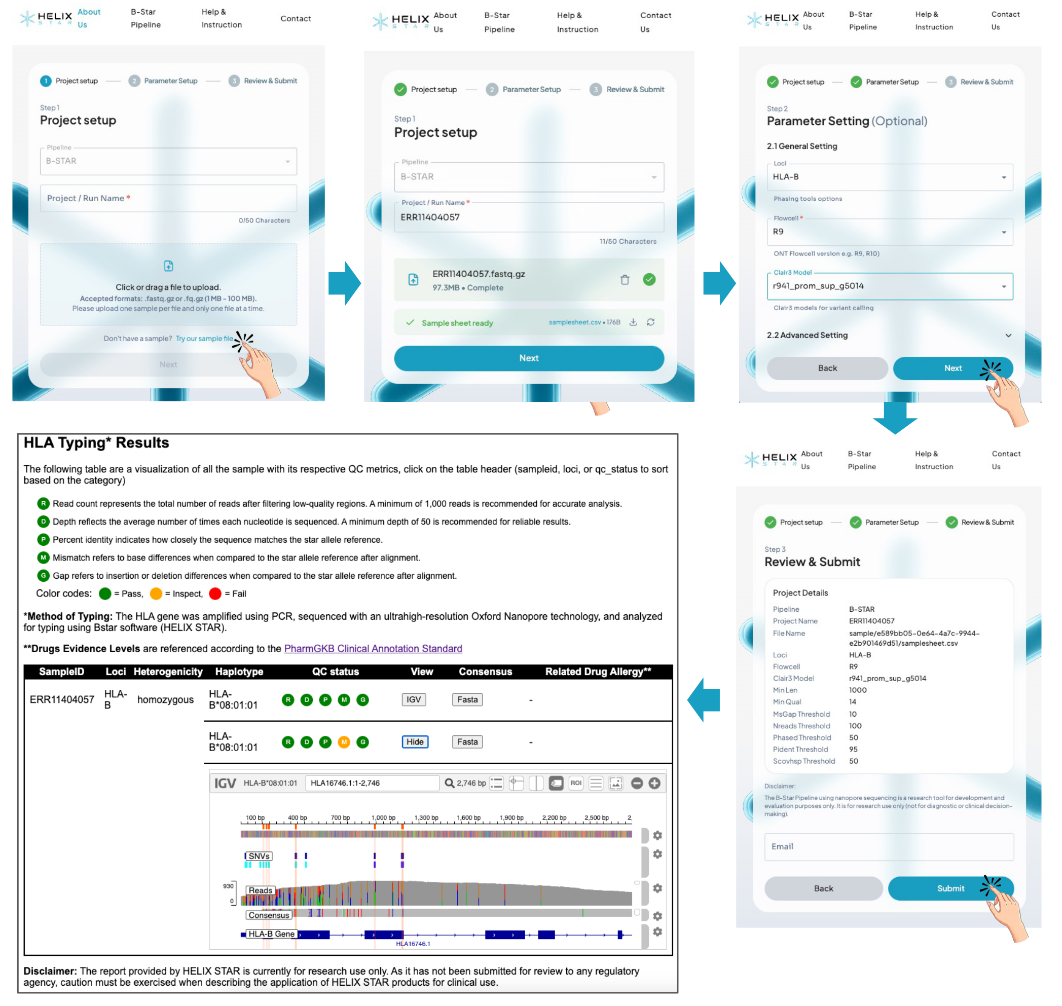 Example 2: IGV view showing borderline HLA call with mismatches