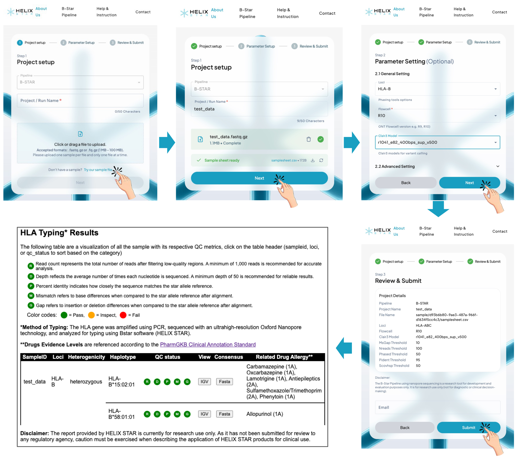 Example 1: HLA typing result showing Pass QC status