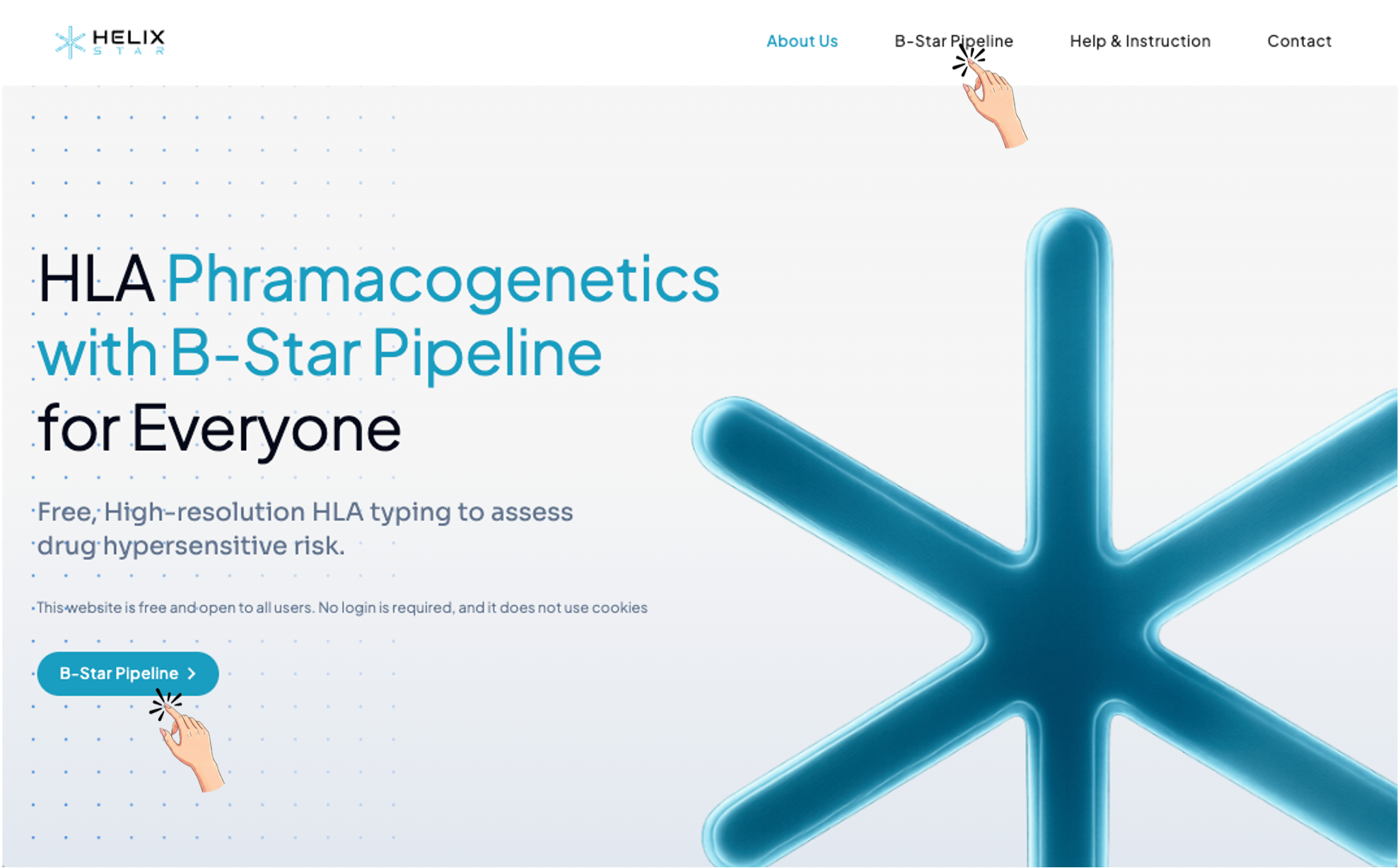 Landing page with B-Star Pipeline button