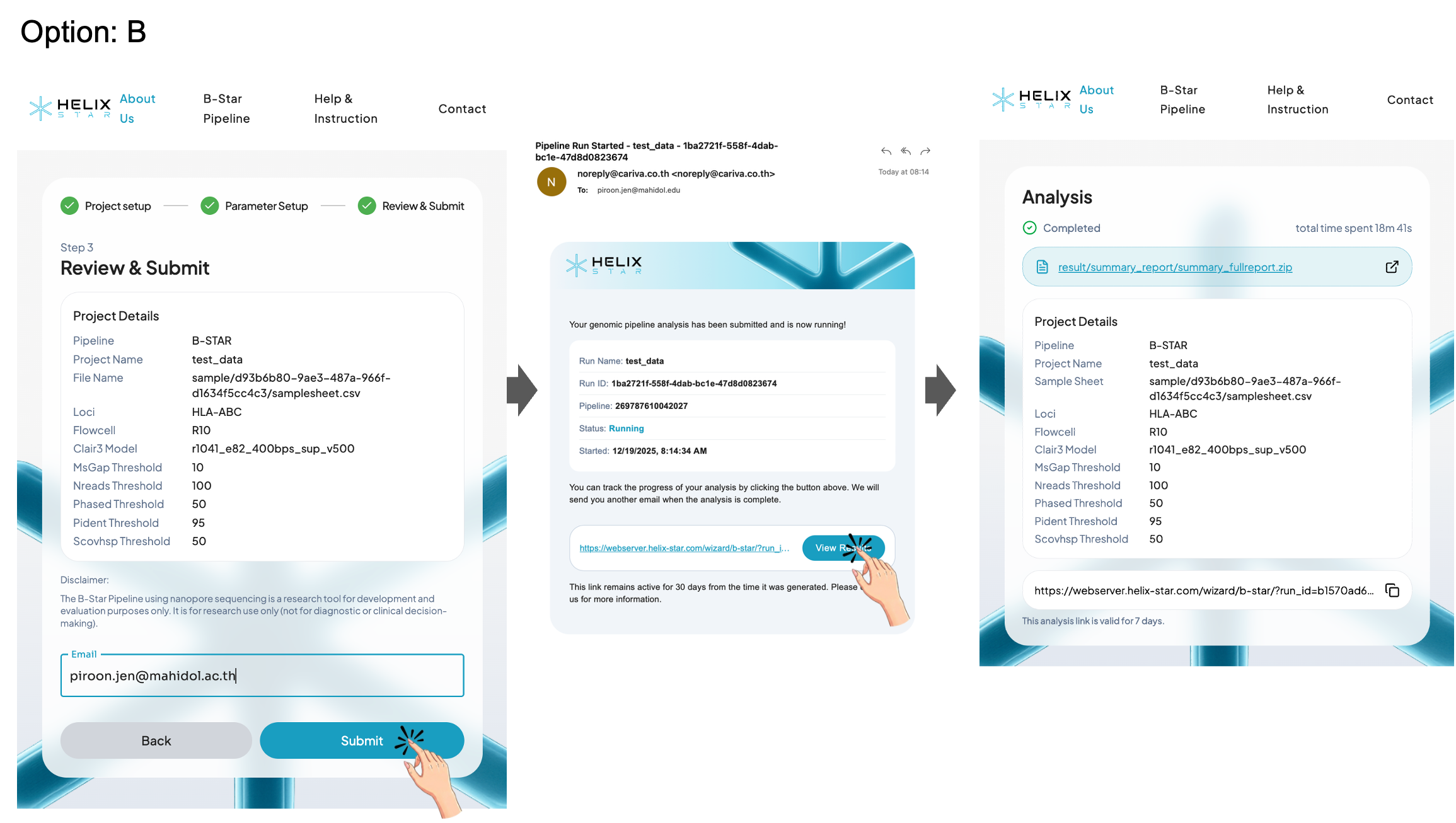 Option B: With email